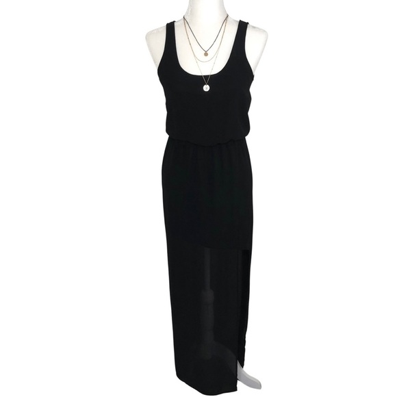 Lush Elegant Maxi Dress Deep V Back Black XS - Picture 1 of 16